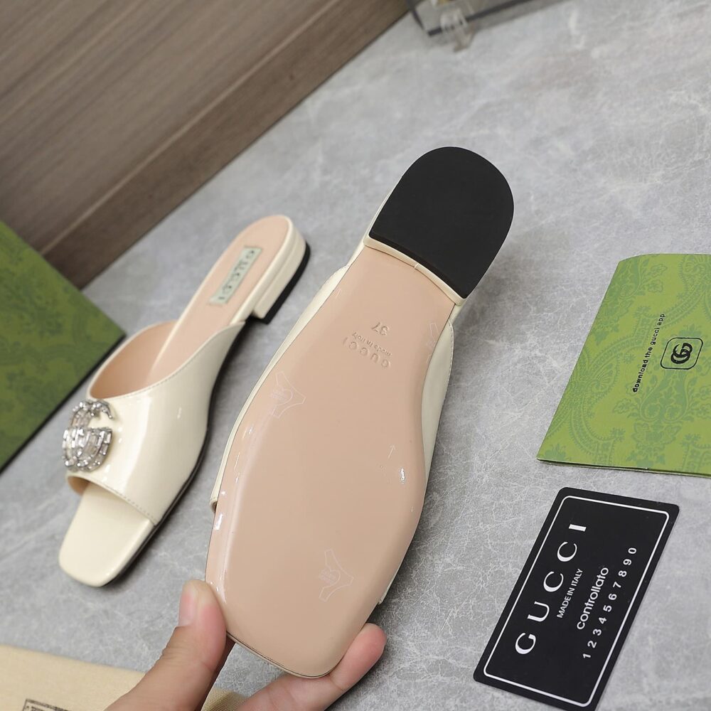 Gucci GG Crystal Slippers White