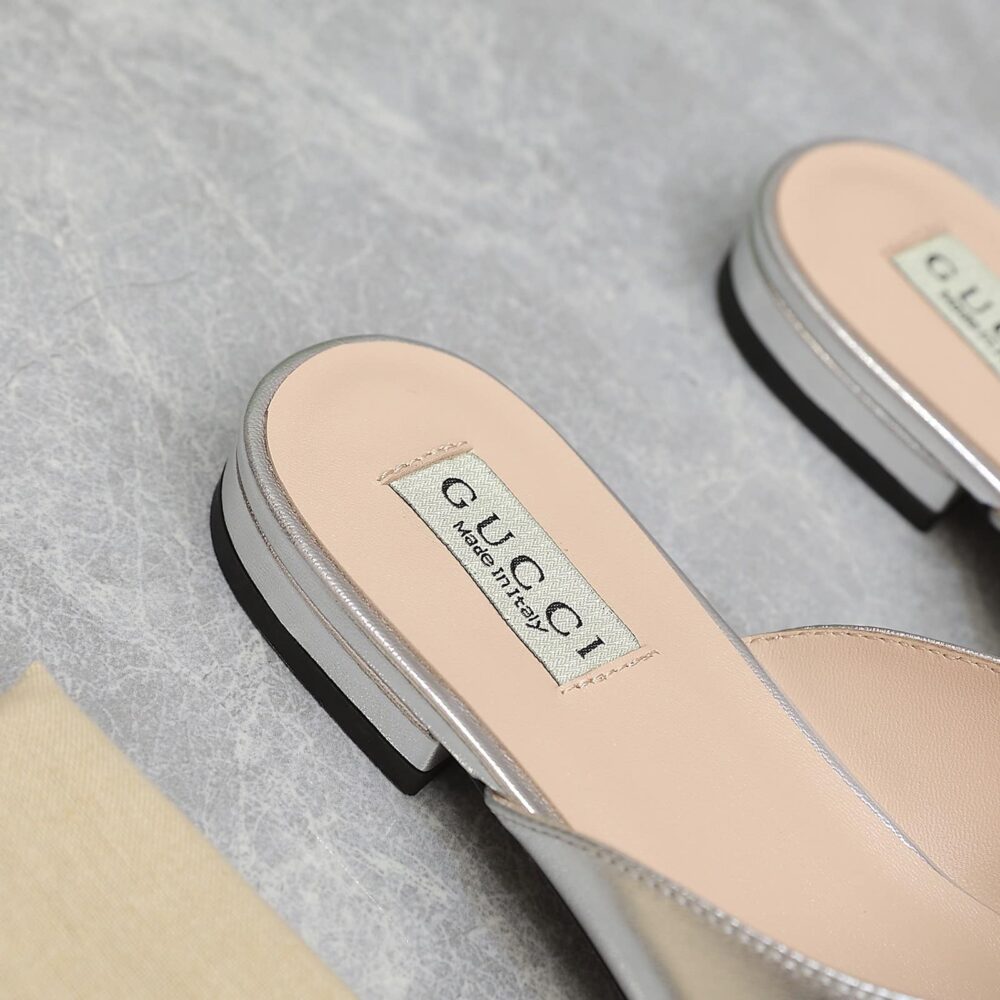 Gucci GG Crystal Slippers Silver