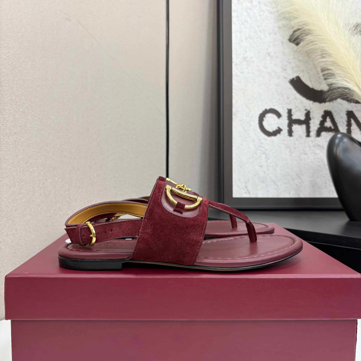 GUCCI WOMEN’S THONG SANDAL WITH HORSEBIT ROSSO ANCORA RED 834431 AAEXM 6207