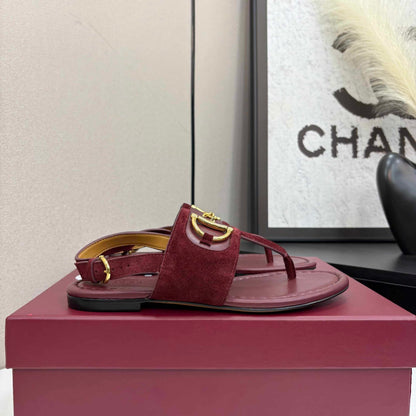 GUCCI WOMEN’S THONG SANDAL WITH HORSEBIT ROSSO ANCORA RED 834431 AAEXM 6207
