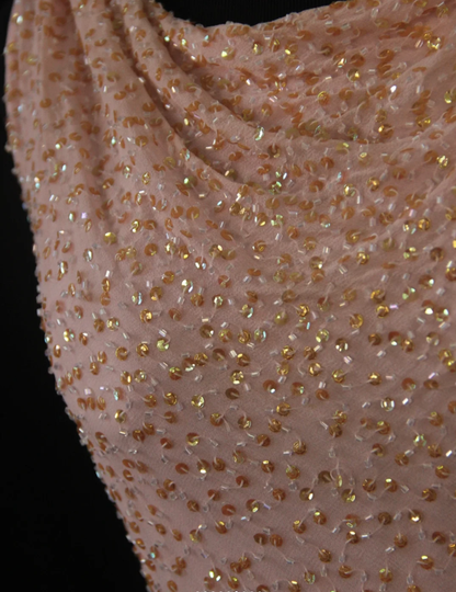 Glamorous Sleeveless Ombre Pink Satin Beaded Mermaid Long Evening Gown Birthday Outfits