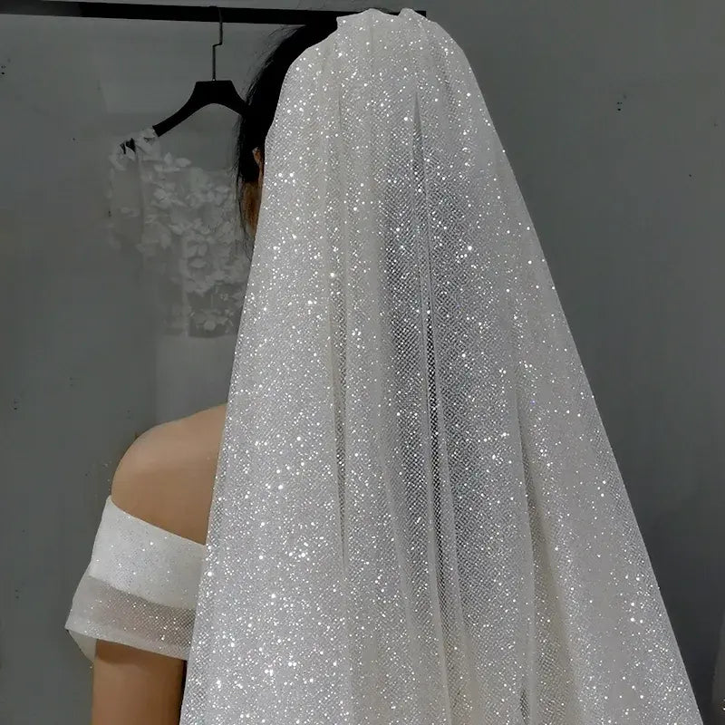 One-tier Sparkle & Shine / Hyperbole Wedding Veil Cathedral Veils with Sequin 110.24 in (280cm) Tulle dress to impress 2026