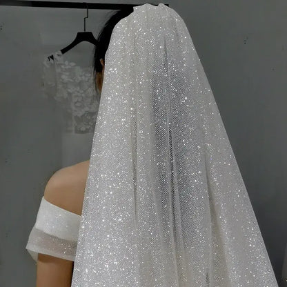 One-tier Sparkle & Shine / Hyperbole Wedding Veil Cathedral Veils with Sequin 110.24 in (280cm) Tulle dress to impress 2026