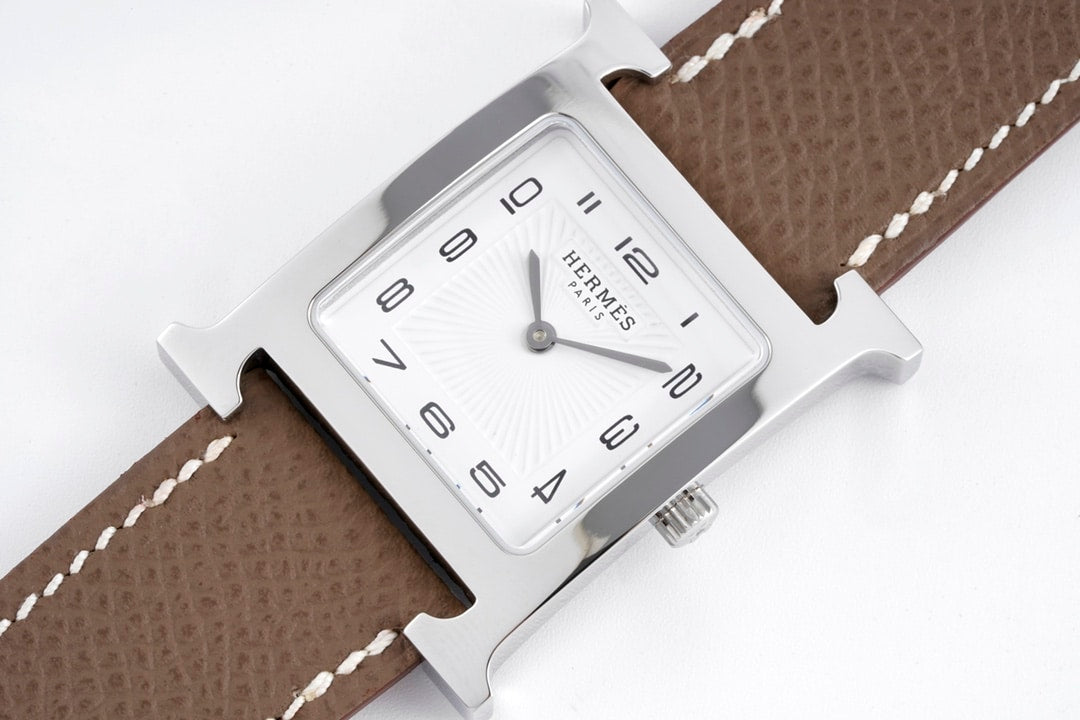 Hermes H Hour Watch Brown Strap 21Mm