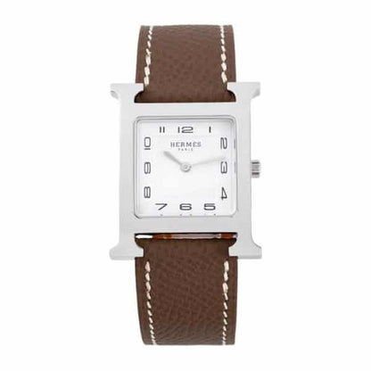 Hermes H Hour Watch Brown Strap 21Mm
