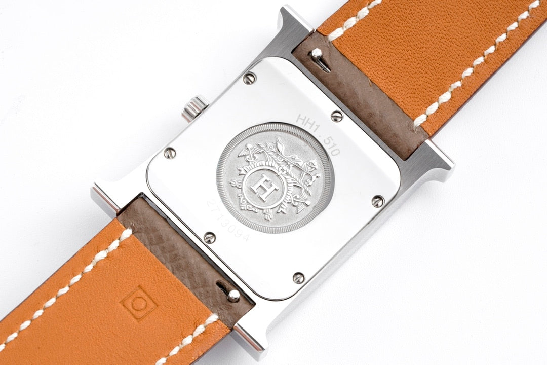 Hermes H Hour Watch Brown Strap 21Mm
