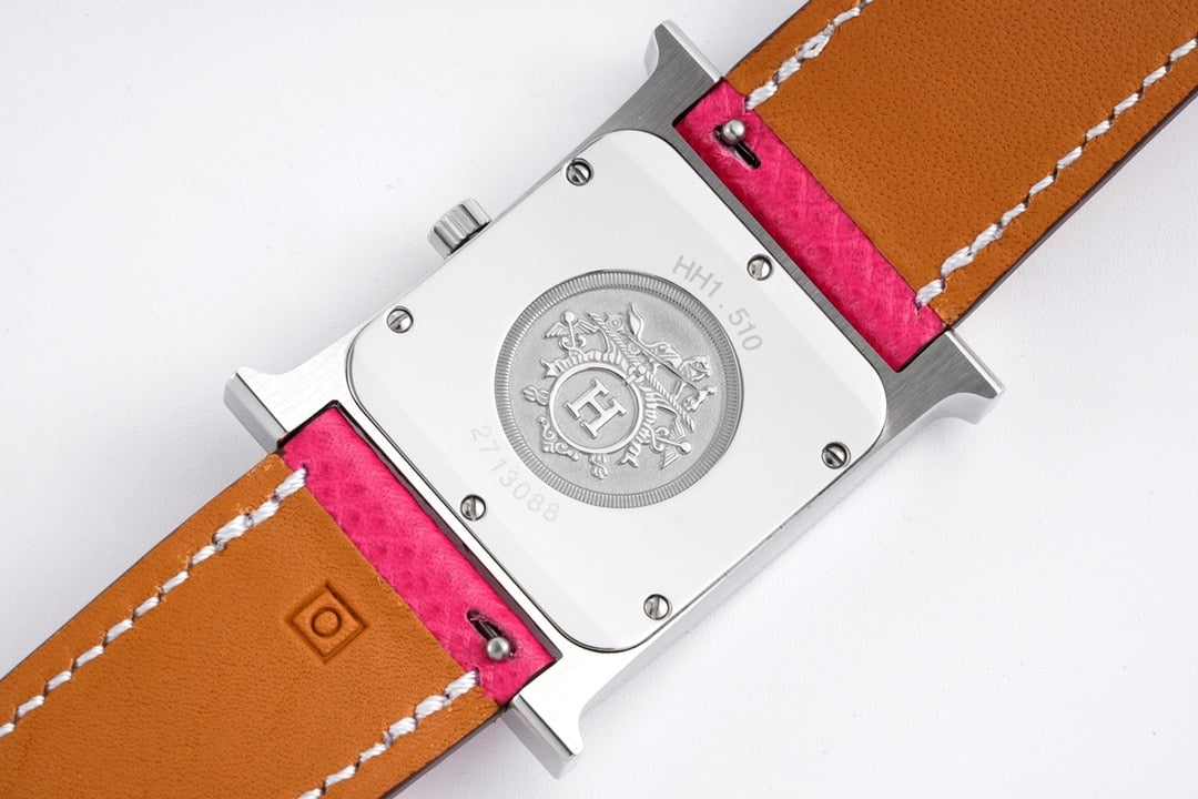 Hermes H Hour Watch Pink Strap 21Mm