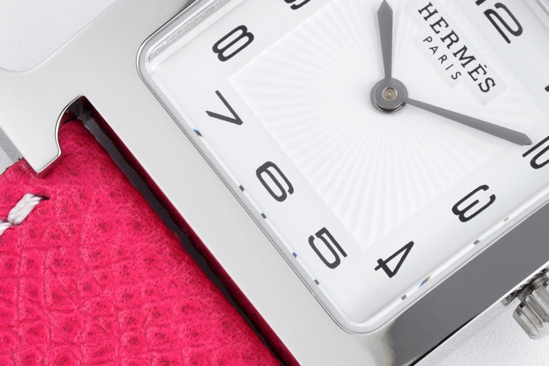 Hermes H Hour Watch Pink Strap 21Mm
