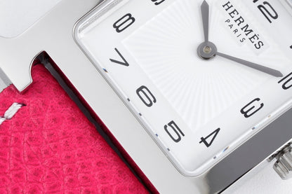 Hermes H Hour Watch Pink Strap 21Mm