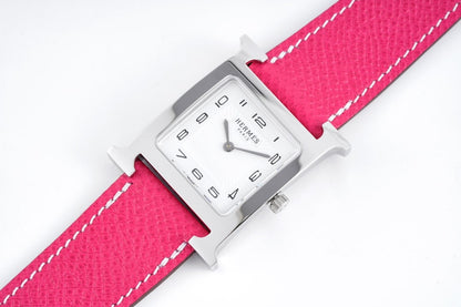 Hermes H Hour Watch Pink Strap 21Mm