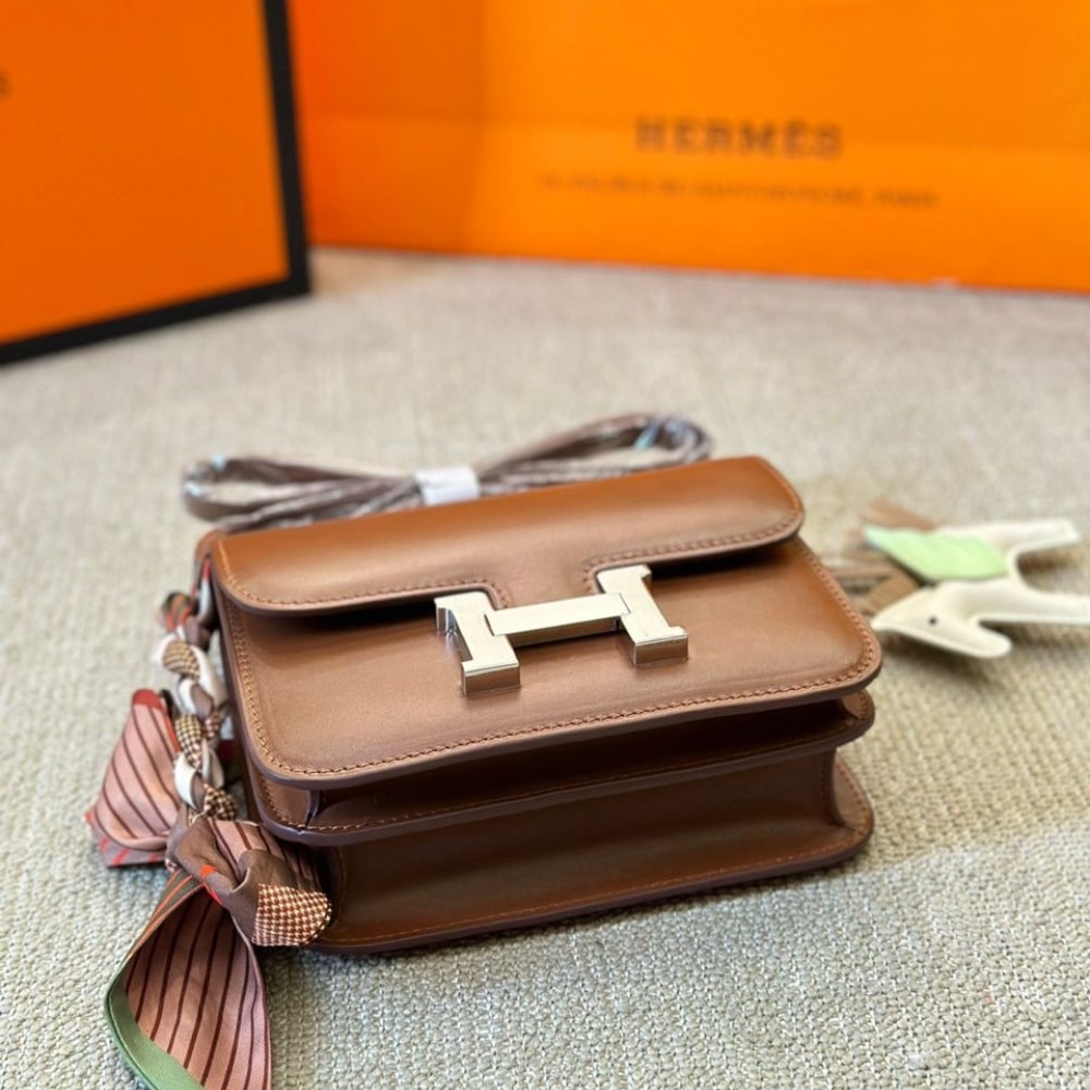 Hermes Constance Mini Epsom Silver Toned Hardware Brown 19Cm