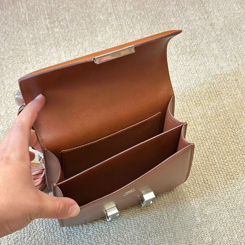 Hermes Constance Mini Epsom Silver Toned Hardware Brown 19Cm