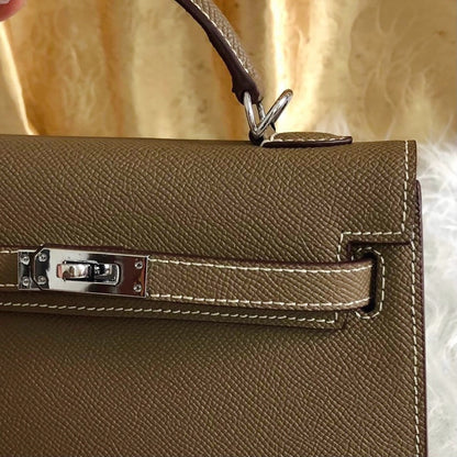 Hermes Kelly Mini Epsom Handbag Etoupe 22Cm