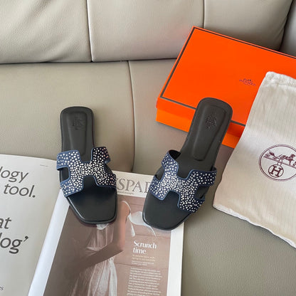 HERMES ORAN SANDAL CRYSTLE BLUE