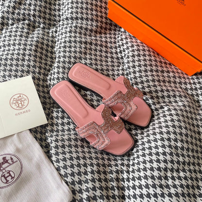 HERMES ORAN SANDAL ROSE AUBE H212010Z 9M380