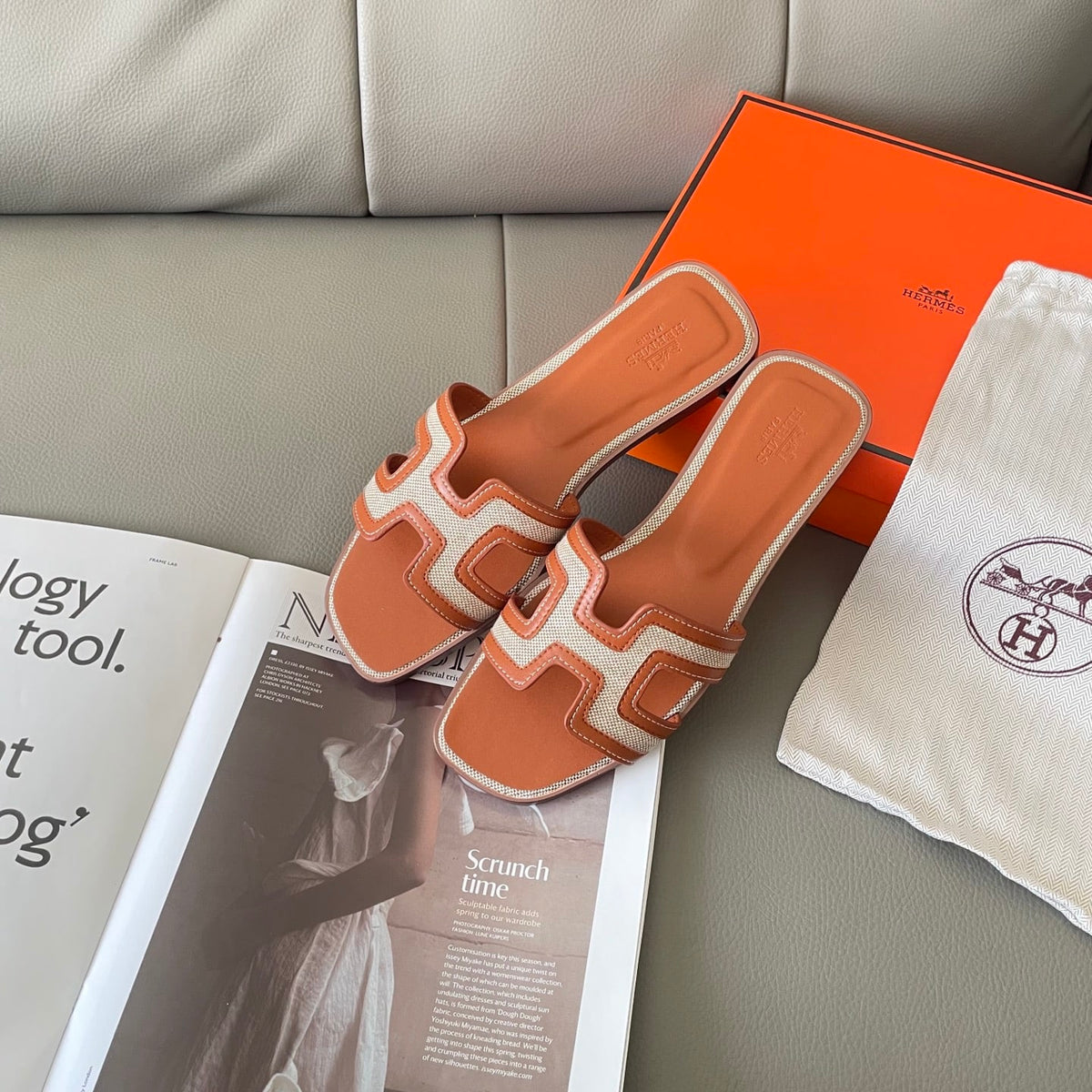 HERMES ORAN SANDAL GOLDEN BEIGE H221106Z 79360
