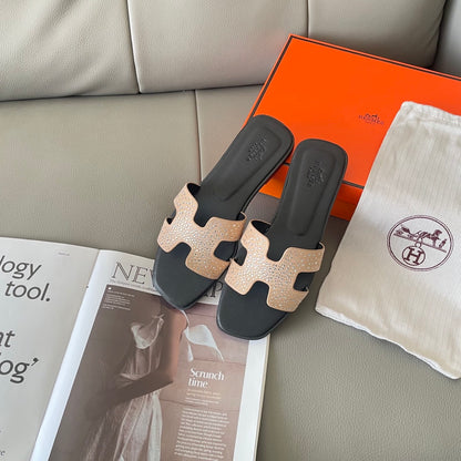 HERMES ORAN SANDAL CRYSTLE BEIGE