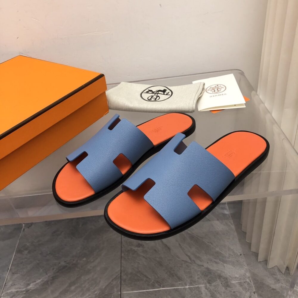 Hermes Izmir Sandal Bleu Bleuet Orange H221824Z
