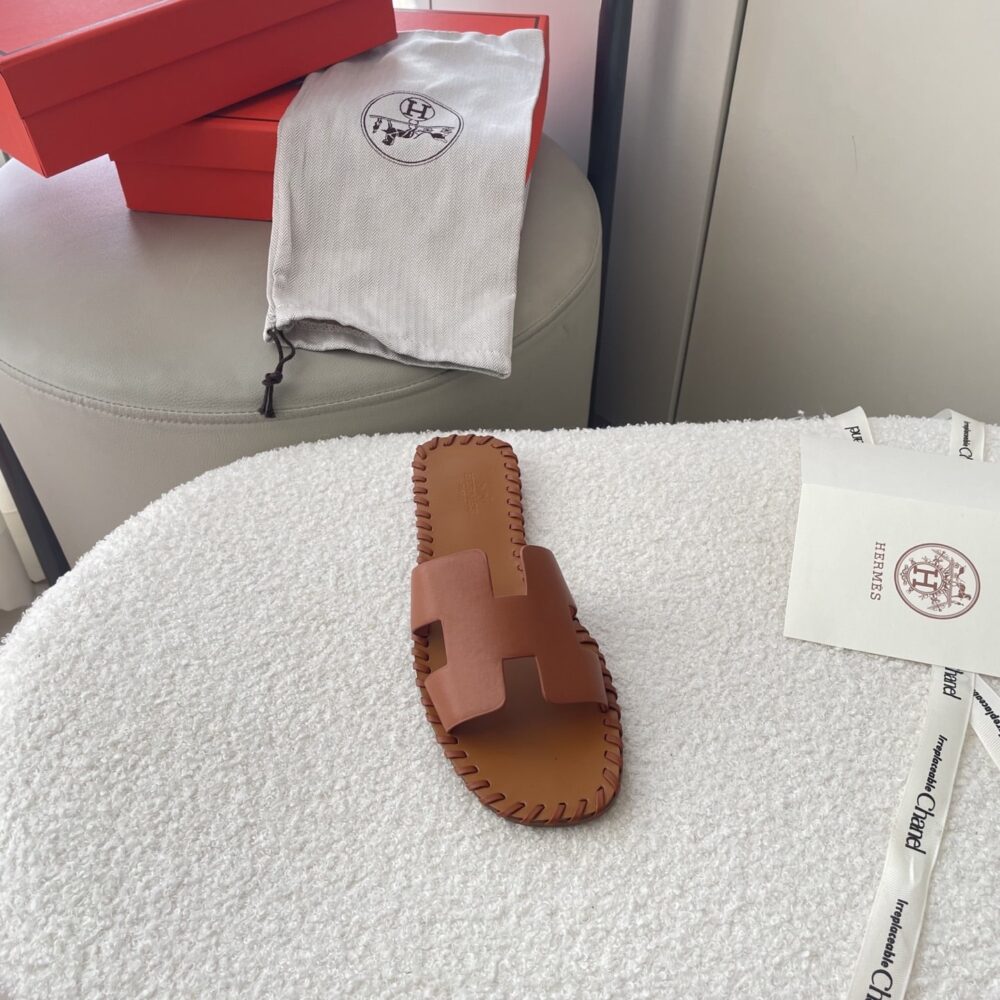 Hermes Oran Sandals Stitching In Brown