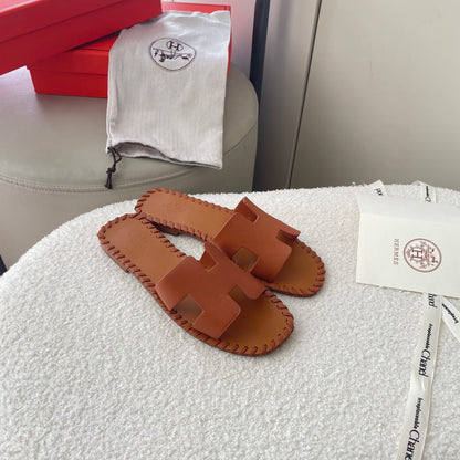 HERMÈS ORAN SANDALS STITCHING IN BROWN