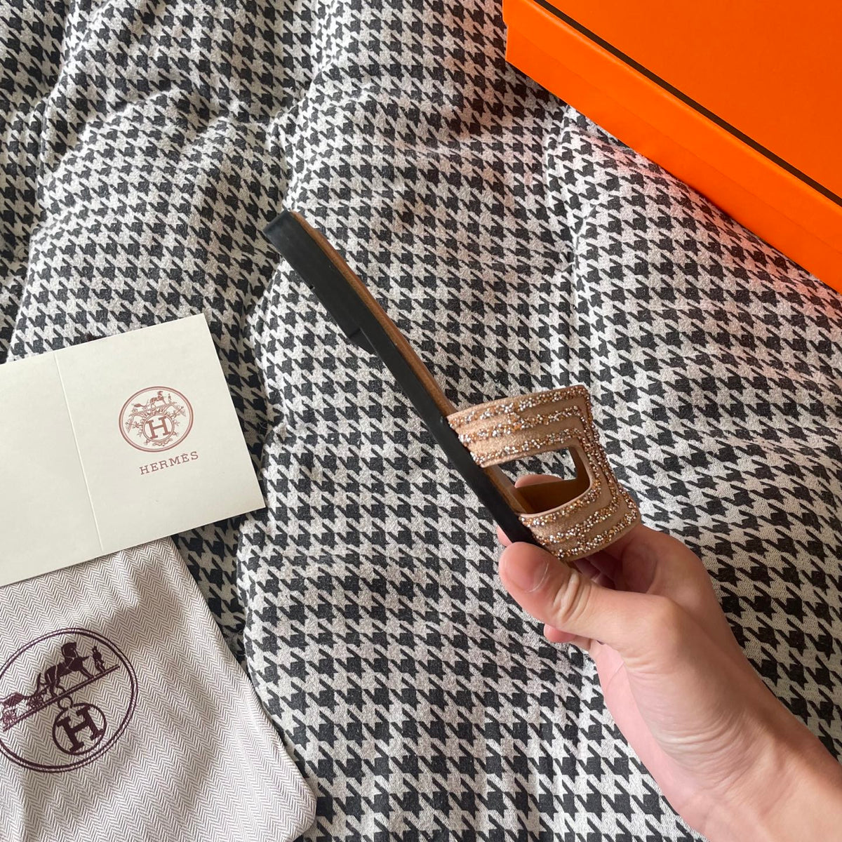 HERMES ORAN SANDAL BEIGE MACRAMÉ NUDE H212010Z 3E350