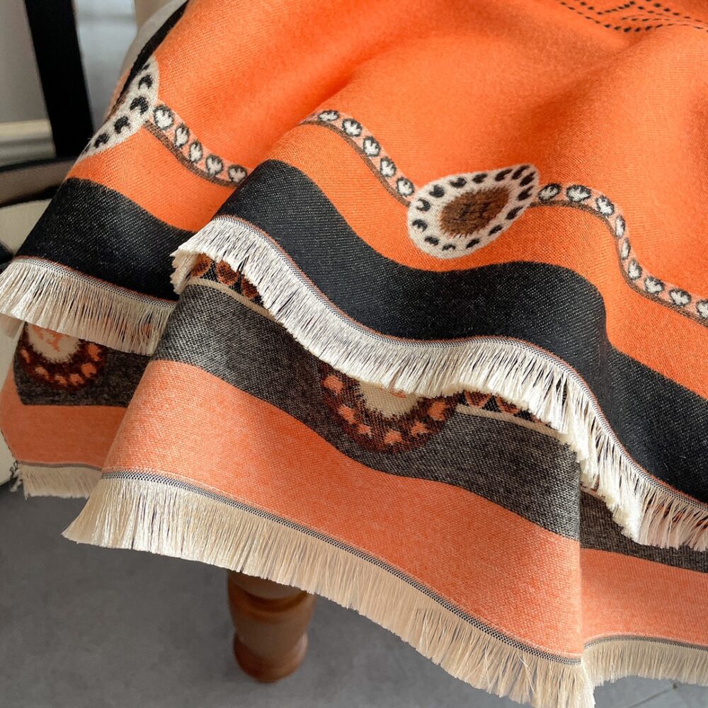 Hermes Cashmere Muffler Orange
