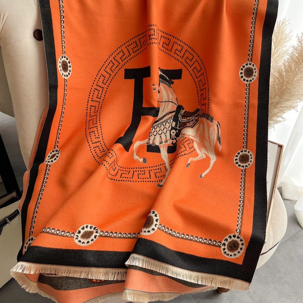 Hermes Cashmere Muffler Orange