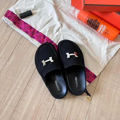 HERMÈS GO MULE H SANDAL IN BLACK