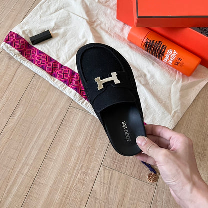 HERMÈS GO MULE H SANDAL IN BLACK