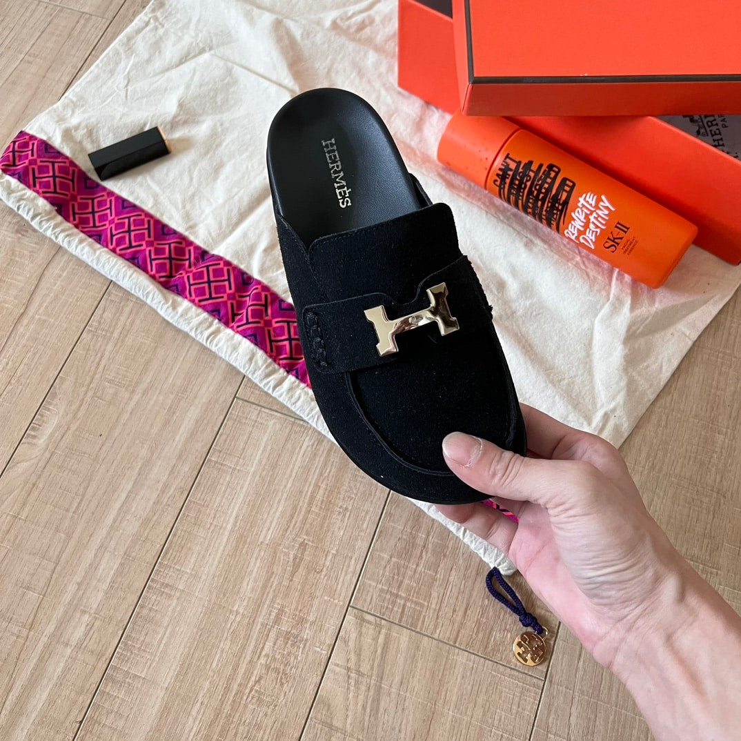 HERMÈS GO MULE H SANDAL IN BLACK