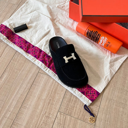 HERMÈS GO MULE H SANDAL IN BLACK