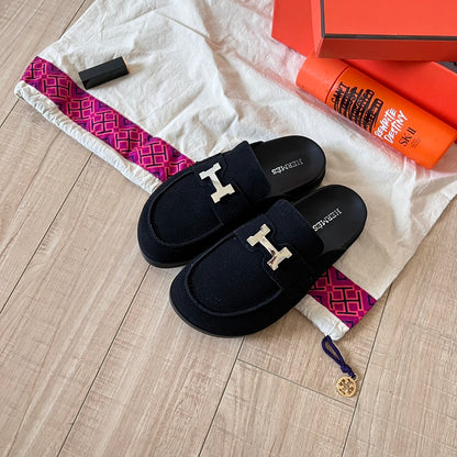 HERMÈS GO MULE H SANDAL IN BLACK