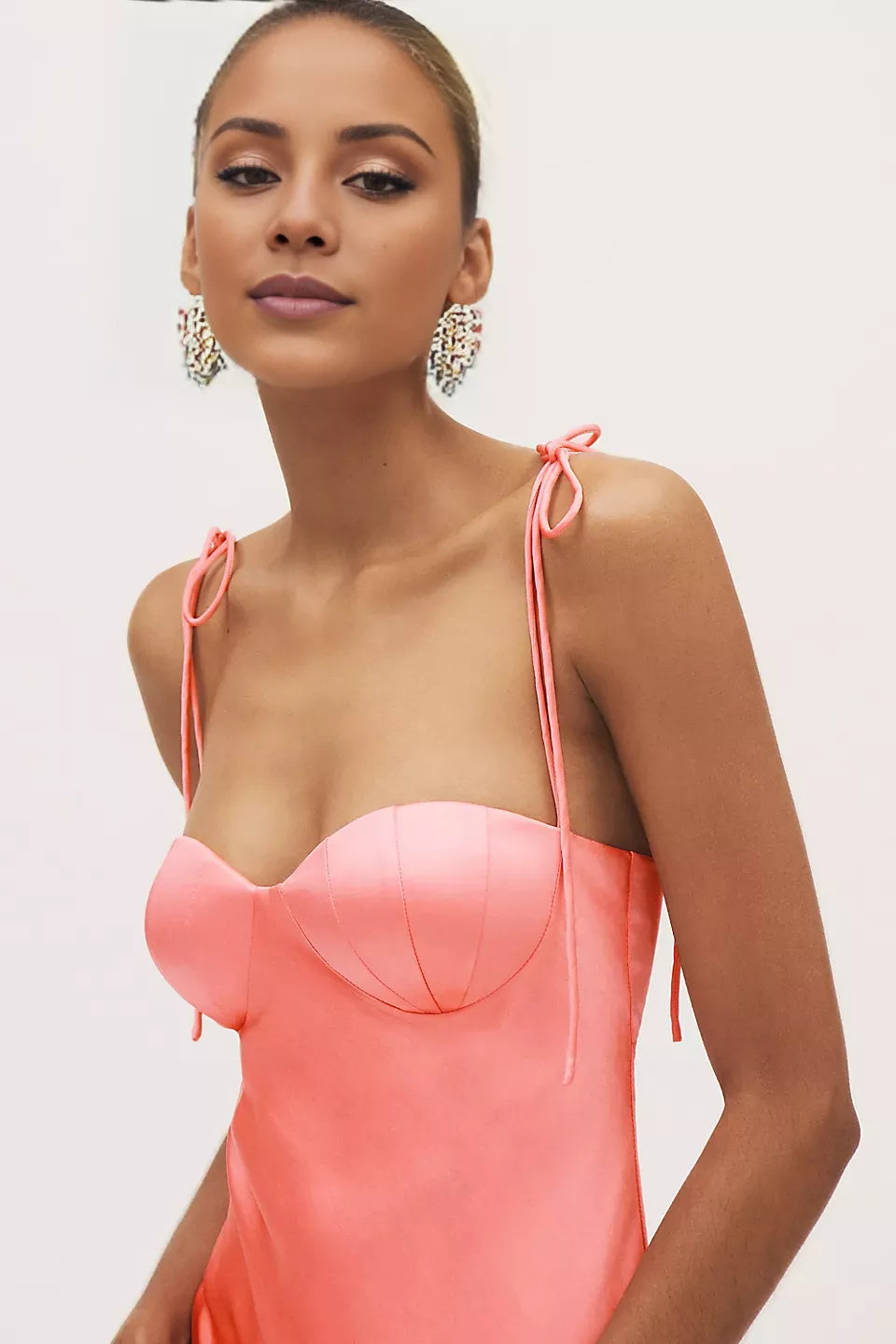 Heart shaped collar off shoulder sleeveless thin shoulder strap backless and floor length Prom dress