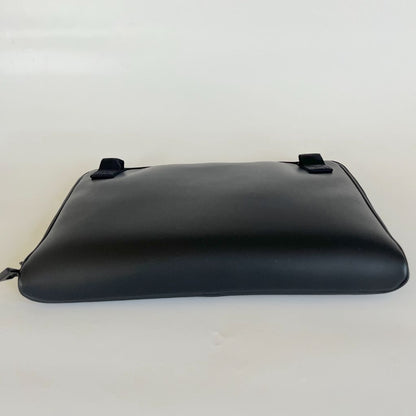 Mont Blanc black leather zip laptop bag