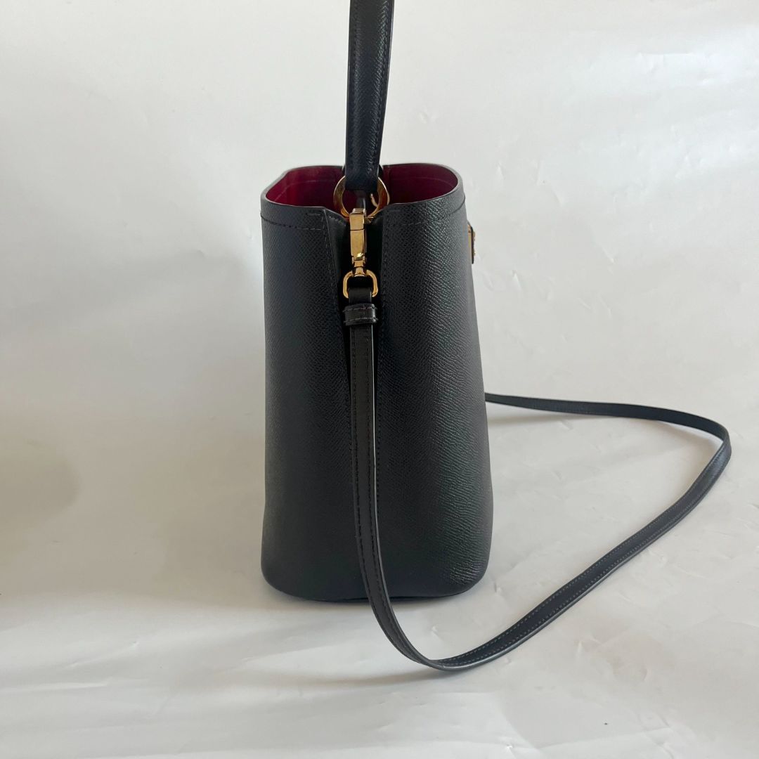 Prada Black Saffiano Leather Panier Top Handle Bag