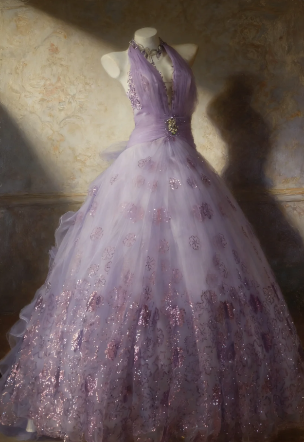 Princess Halter Ball Gown Lavender V Neck Tulle Flowers Sequin Long Birthday Quinceanera Dress Sweet 16 Dress SP1525