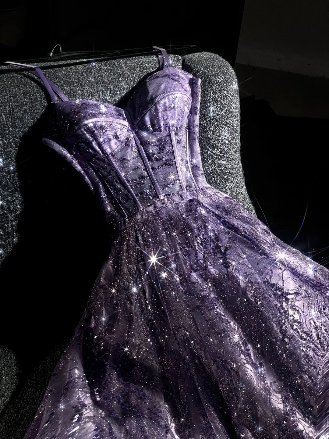 girlhomeshops--Purple gorgeous exquisite beaded long tulle prom dress ball gown romantic and dazzling girl gh5693