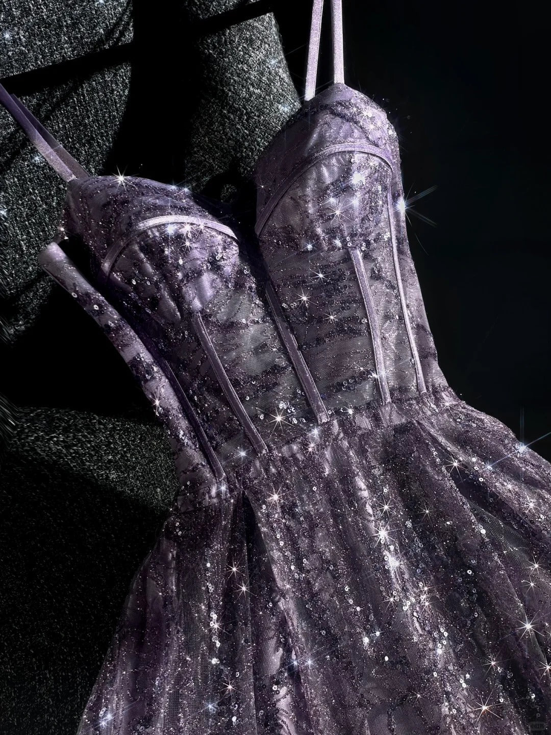 girlhomeshops--Purple gorgeous exquisite beaded long tulle prom dress ball gown romantic and dazzling girl gh5693