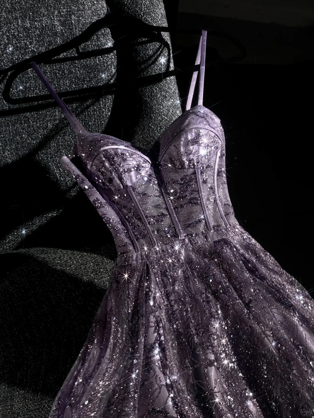 girlhomeshops--Purple gorgeous exquisite beaded long tulle prom dress ball gown romantic and dazzling girl gh5693