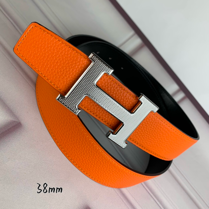 HERMES BELT TOGO SWIFT SILOUIS VUITTONER BUCKLE ORANGE 38MM