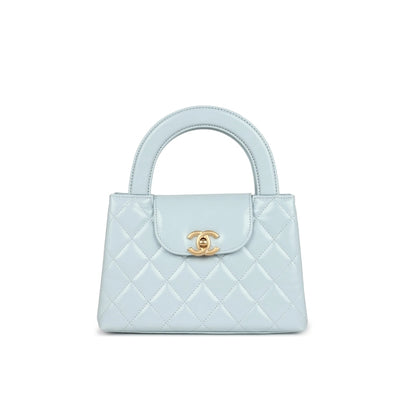Chanel Small Kelly Shopper Shiny And Gold Hardware Light Blue 19cm