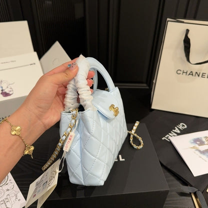 Chanel Small Kelly Shopper Shiny And Gold Hardware Light Blue 19cm