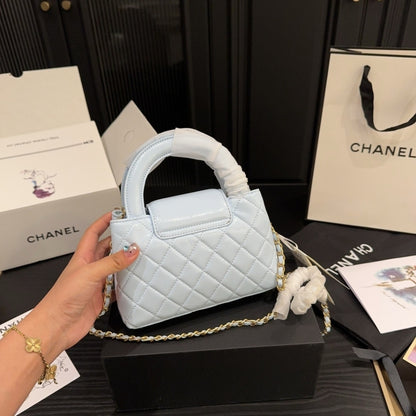 Chanel Small Kelly Shopper Shiny And Gold Hardware Light Blue 19cm