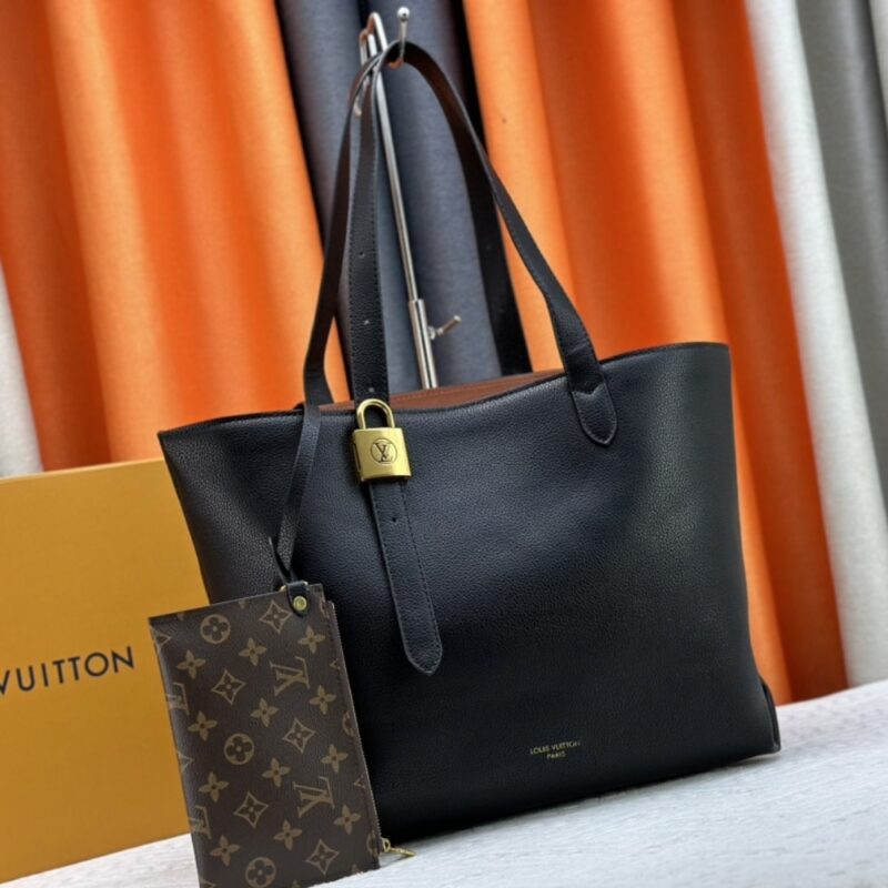 Louis Vuitton Low Key Cabas MM Grained Leather Black 47Cm M25341