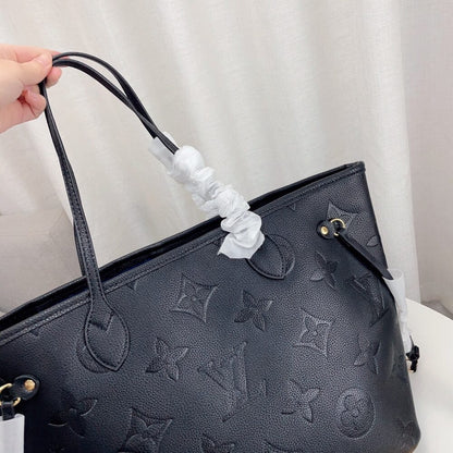 Louis Vuitton Neverfull MM Monogram Empreinte Leather Black 31Cm M45685