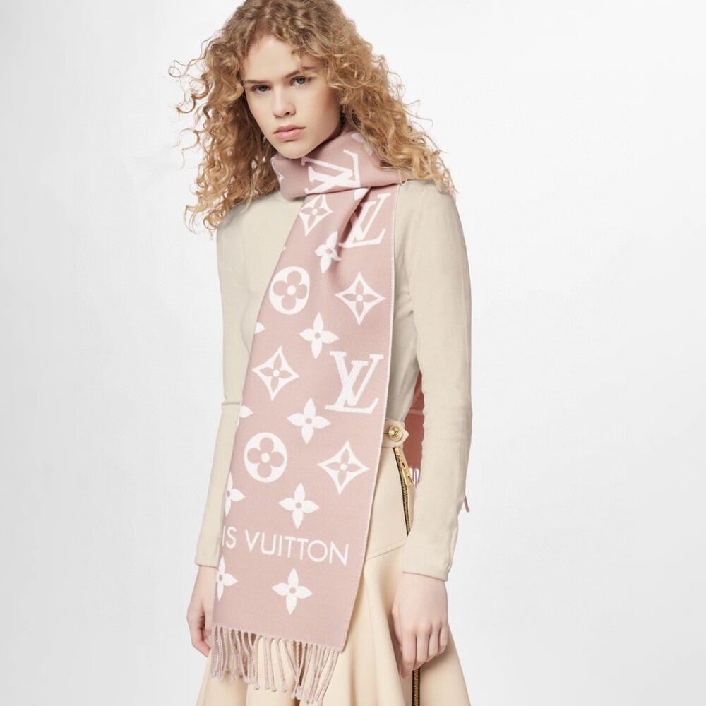 Louis Vuitton Lv Monogram Essential Scarf Pink Beige M77854