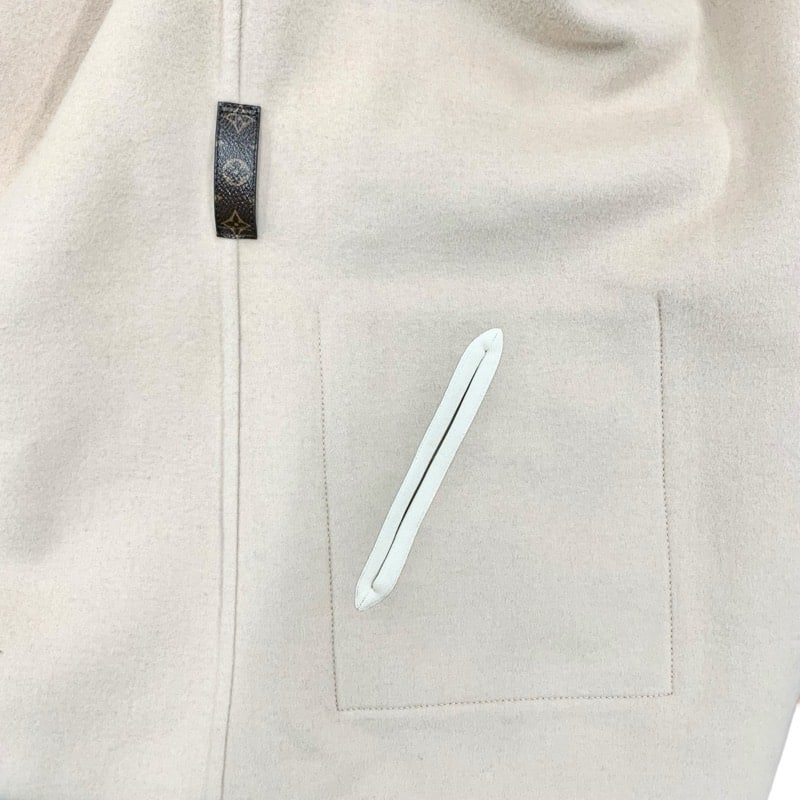 Louis Vuitton Reversible Damier Azur Hooded Wrap Coat Beige 1A9L0P