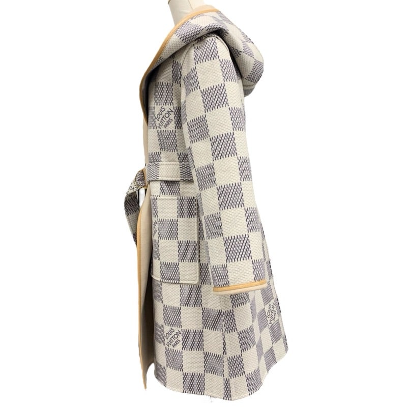 Louis Vuitton Reversible Damier Azur Hooded Wrap Coat Beige 1A9L0P