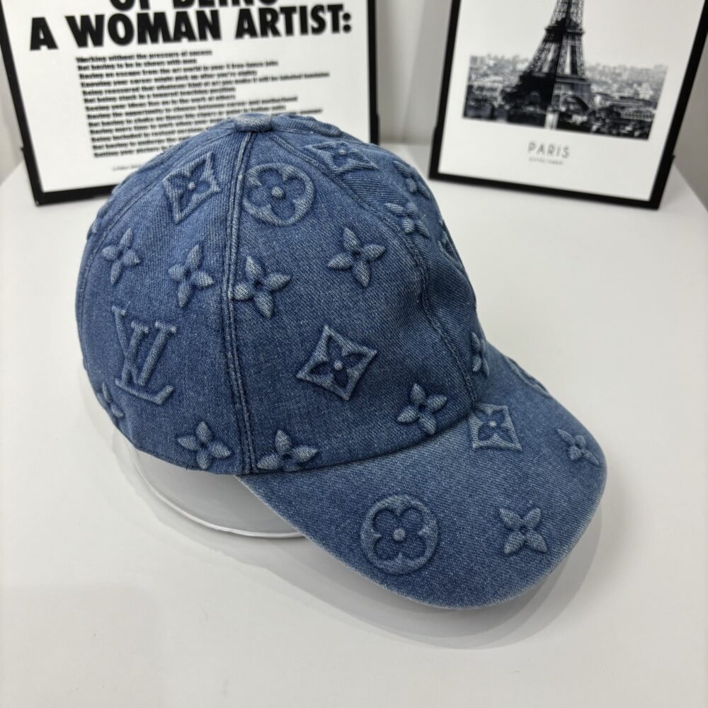 Louis Vuitton Monogram Denim Baseball Cap In Blue