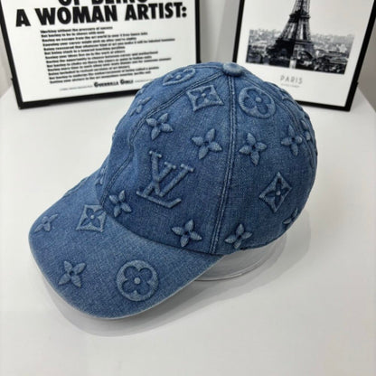 Louis Vuitton Monogram Denim Baseball Cap In Blue